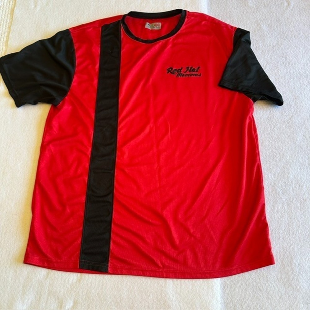 A4 Red Hot Mamas Jersey Mens Red Black XL Mesh Athletic Shirt No. 6 Short Sleeve